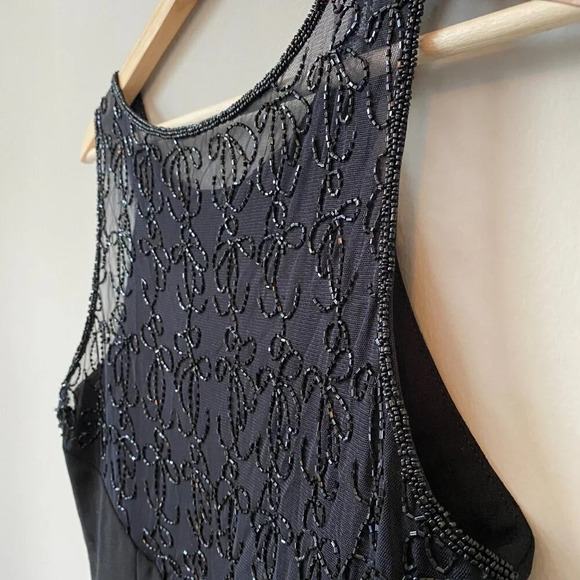 Vintage Brilliante By JA Womens MP Petite Sleeveless Beaded Cocktail Black Dress - Picture 14 of 16